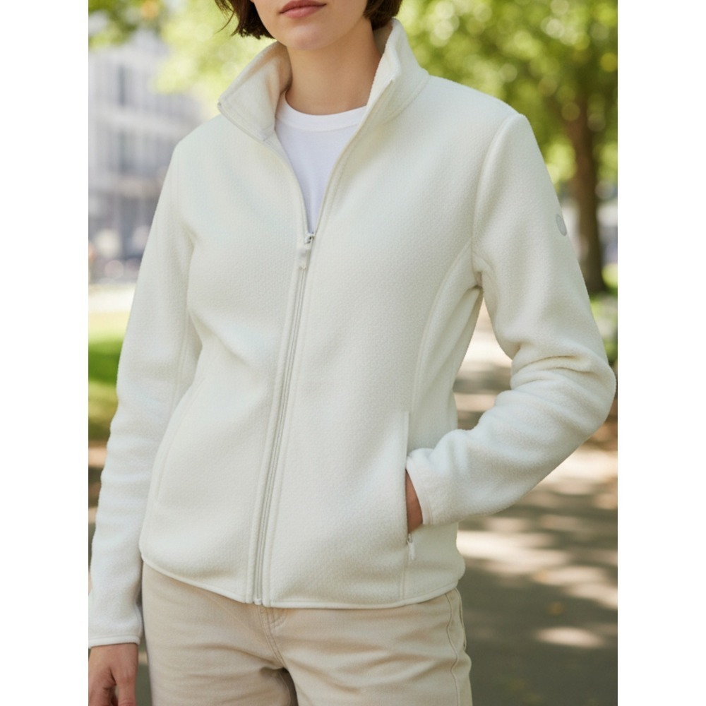 Classic Concepts Cream Embossed Fleece Zip Up Jacket reversible size L - Picture 2 of 11